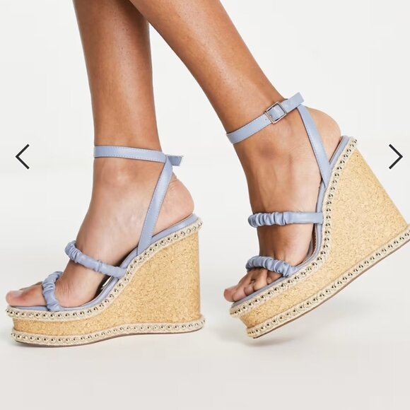 ASOS DESIGN Tulum strappy wedges in blue - Picture 3 of 5